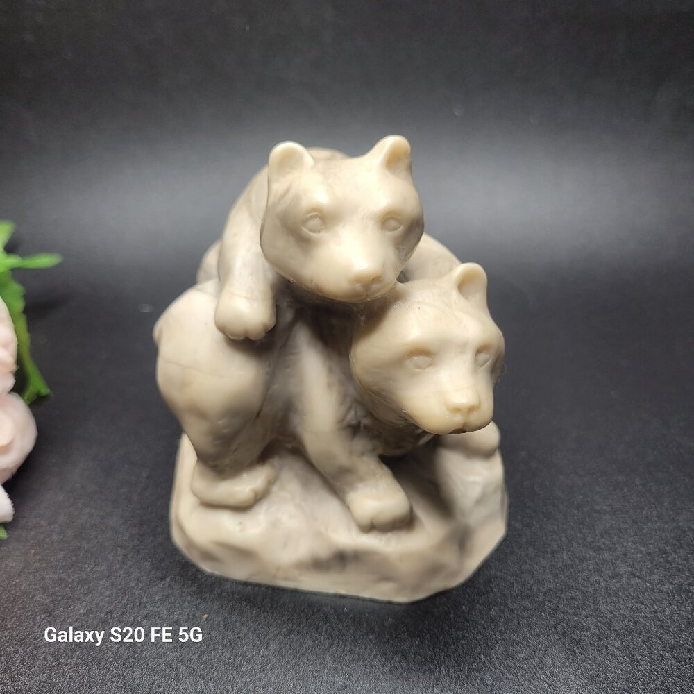 Vintage Pearlite Marblecraft 2 Polar Bear Figurine Hand Crafted in Canada